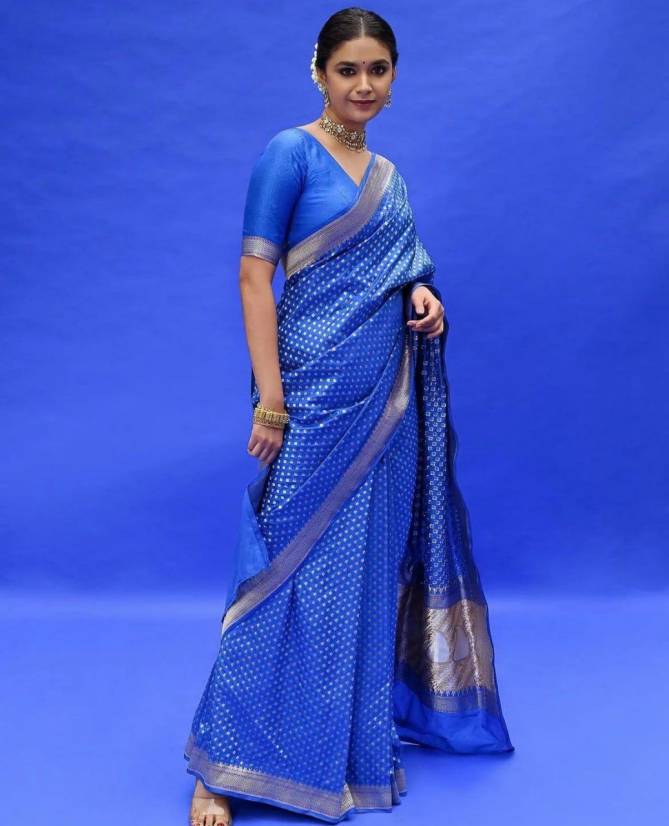 Kiran By Aab Blue Soft Lichi Silk Saree Wholesale Price In Surat